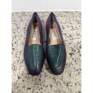 Enzo Angiolini Vintage Leather Colorblock Loafers Purple Teal Magenta 5.5M